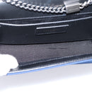 SAINT LAURENT Cassandra Chain Shoulder Bag Canvas Blue Silver Auth 203616M-17