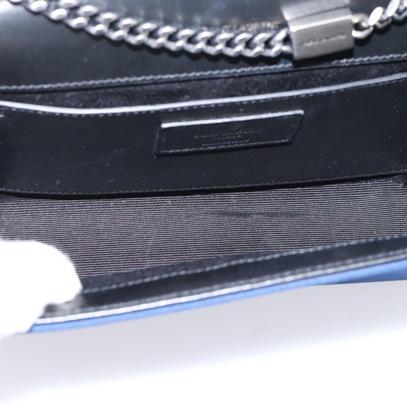 SAINT LAURENT Cassandra Chain Shoulder Bag Canvas Blue Silver Auth 203616M