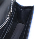 SAINT LAURENT Cassandra Chain Shoulder Bag Canvas Blue Silver Auth 203616M-18
