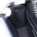 SAINT LAURENT Cassandra Chain Shoulder Bag Canvas Blue Silver Auth 203616M-19