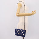 SAINT LAURENT Cassandra Chain Shoulder Bag Canvas Blue Silver Auth 203616M-22