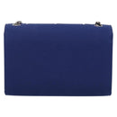 SAINT LAURENT Cassandra Chain Shoulder Bag Canvas Blue Silver Auth 203616M-3