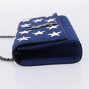 SAINT LAURENT Cassandra Chain Shoulder Bag Canvas Blue Silver Auth 203616M-4