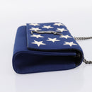 SAINT LAURENT Cassandra Chain Shoulder Bag Canvas Blue Silver Auth 203616M-5