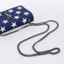 SAINT LAURENT Cassandra Chain Shoulder Bag Canvas Blue Silver Auth 203616M-7