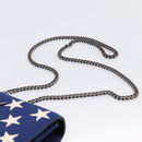 SAINT LAURENT Cassandra Chain Shoulder Bag Canvas Blue Silver Auth 203616M-8