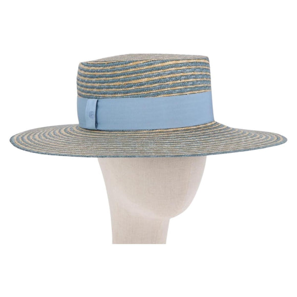 GUCCI Hat Straw L Light Blue Auth 203618M