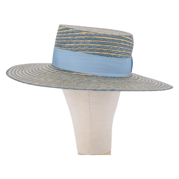 GUCCI Hat Straw L Light Blue Auth 203618M