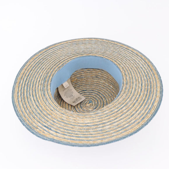 GUCCI Hat Straw L Light Blue Auth 203618M
