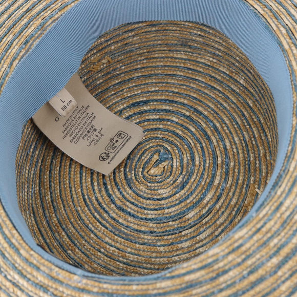 GUCCI Hat Straw L Light Blue Auth 203618M