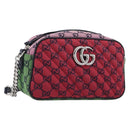 GUCCI GG Canvas GG Marmont Chain Bag Multicolor Silver 447632 Auth 203621-1