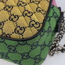 GUCCI GG Canvas GG Marmont Chain Bag Multicolor Silver 447632 Auth 203621-17