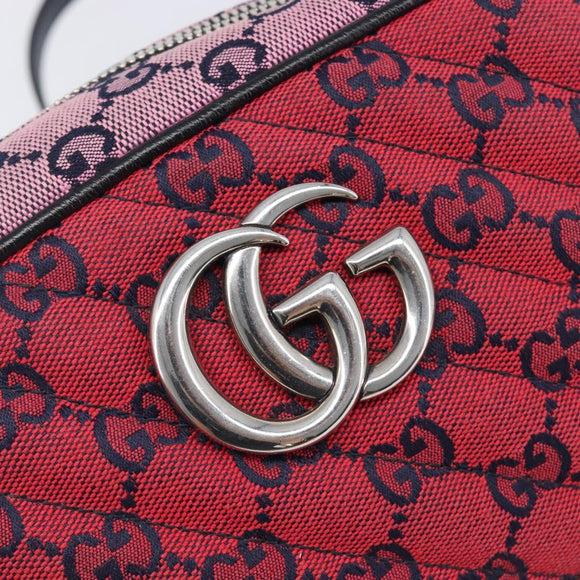GUCCI GG Canvas GG Marmont Chain Bag Multicolor Silver 447632 Auth 203621