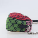 GUCCI GG Canvas GG Marmont Chain Bag Multicolor Silver 447632 Auth 203621-3