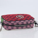 GUCCI GG Canvas GG Marmont Chain Bag Multicolor Silver 447632 Auth 203621-6