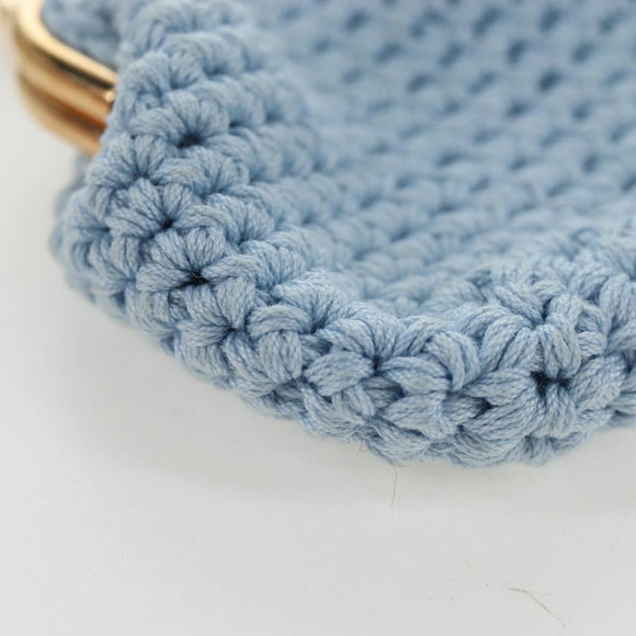 FENDI Coin Purse Canvas Light Blue Gold Auth 203623M