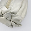 CELINE Pouch Leather Silver Gold Auth 203624A-10