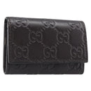 GUCCI GG Canvas Guccissima Key Case Leather Dark Brown Silver 138093 Auth 203625-1