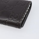 GUCCI GG Canvas Guccissima Key Case Leather Dark Brown Silver 138093 Auth 203625-10