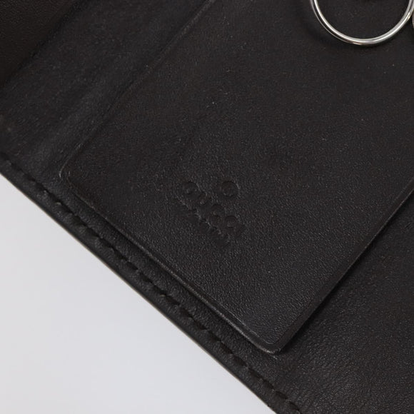 GUCCI GG Canvas Guccissima Key Case Leather Dark Brown Silver 138093 Auth 203625