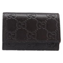 GUCCI GG Canvas Guccissima Key Case Leather Dark Brown Silver 138093 Auth 203625-2