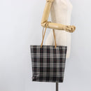 BURBERRY Nova Check Tote Bag Canvas Black Silver Auth 203633-24