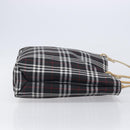 BURBERRY Nova Check Tote Bag Canvas Black Silver Auth 203633-3