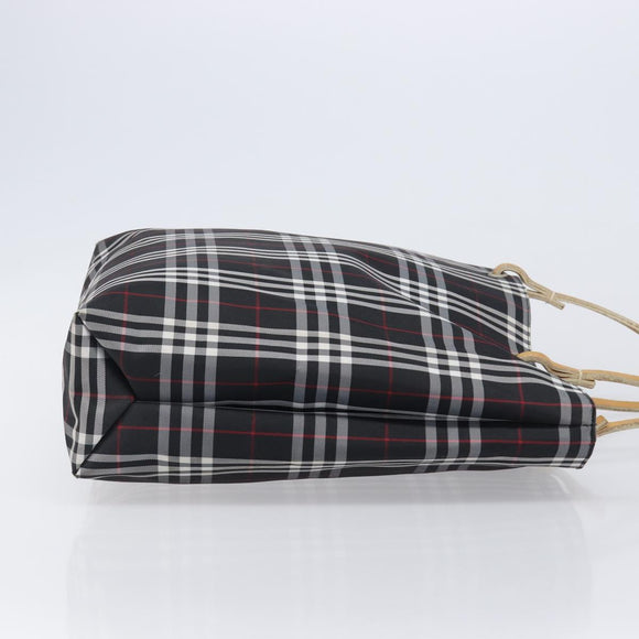 BURBERRY Nova Check Tote Bag Canvas Black Silver Auth 203633