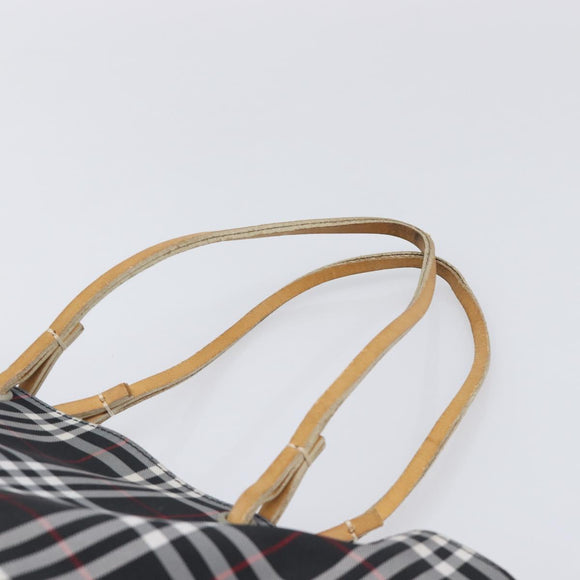 BURBERRY Nova Check Tote Bag Canvas Black Silver Auth 203633