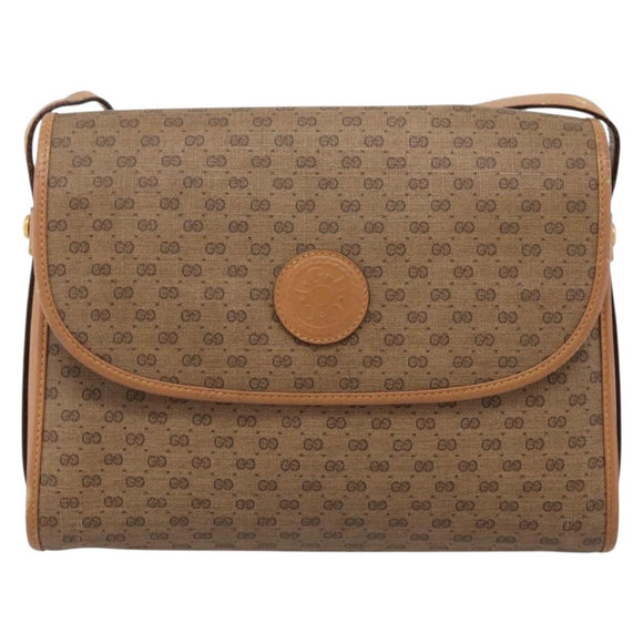 GUCCI Micro GG Supreme Shoulder Bag PVC Beige Gold 001 14 0712 Auth 203636
