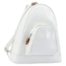 GUCCI Bamboo Shoulder Bag Patent Leather White Silver Auth 203638-1