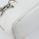 GUCCI Bamboo Shoulder Bag Patent Leather White Silver Auth 203638-14