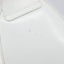 GUCCI Bamboo Shoulder Bag Patent Leather White Silver Auth 203638-15