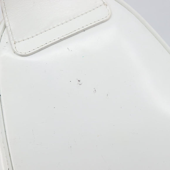 GUCCI Bamboo Shoulder Bag Patent Leather White Silver Auth 203638