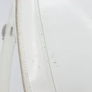 GUCCI Bamboo Shoulder Bag Patent Leather White Silver Auth 203638-16