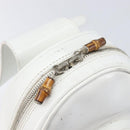 GUCCI Bamboo Shoulder Bag Patent Leather White Silver Auth 203638-18