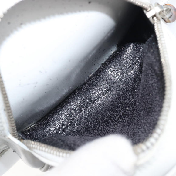 GUCCI Bamboo Shoulder Bag Patent Leather White Silver Auth 203638