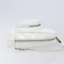GUCCI Bamboo Shoulder Bag Patent Leather White Silver Auth 203638-4