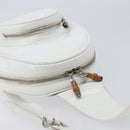 GUCCI Bamboo Shoulder Bag Patent Leather White Silver Auth 203638-6
