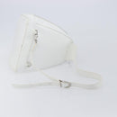 GUCCI Bamboo Shoulder Bag Patent Leather White Silver Auth 203638-7