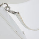 GUCCI Bamboo Shoulder Bag Patent Leather White Silver Auth 203638-9