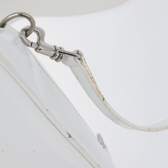 GUCCI Bamboo Shoulder Bag Patent Leather White Silver Auth 203638