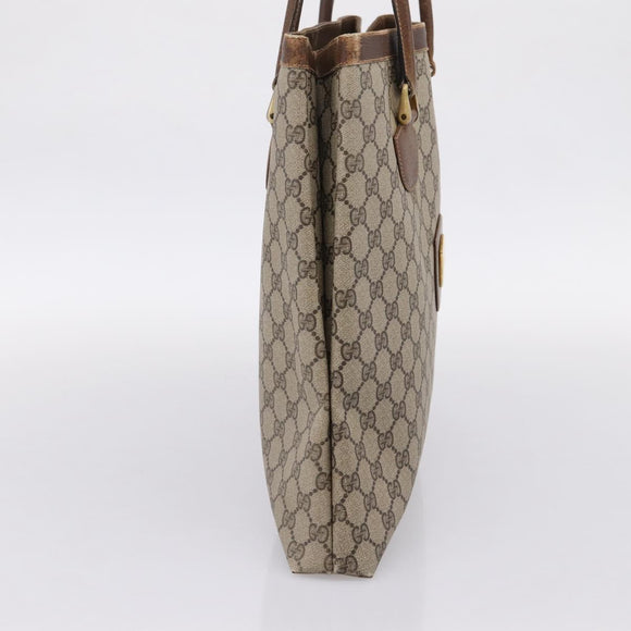 GUCCI GG Supreme Tote Bag PVC Beige Gold Auth 203643