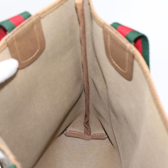 GUCCI GG Supreme Web Sherry Line Tote Bag PVC Beige Gold 40 02 003 Auth 203644