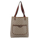 GUCCI GG Supreme Web Sherry Line Tote Bag PVC Beige Gold 40 02 003 Auth 203644-2