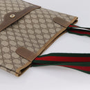 GUCCI GG Supreme Web Sherry Line Tote Bag PVC Beige Gold 40 02 003 Auth 203644-6