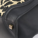 CELINE Luggage Mini Shopper Hand Bag Canvas Leather Black Gold Auth 203648A-10