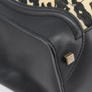 CELINE Luggage Mini Shopper Hand Bag Canvas Leather Black Gold Auth 203648A-11