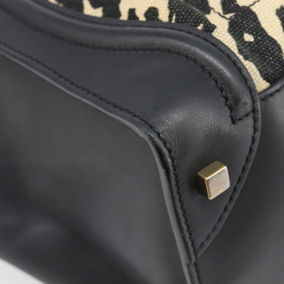CELINE Luggage Mini Shopper Hand Bag Canvas Leather Black Gold Auth 203648A