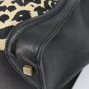 CELINE Luggage Mini Shopper Hand Bag Canvas Leather Black Gold Auth 203648A-12